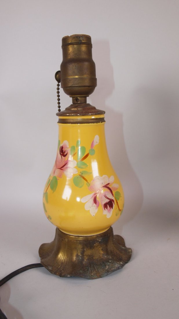 Fiesta syrup pitcher lamp, yellow with floral decor (1 of 1)