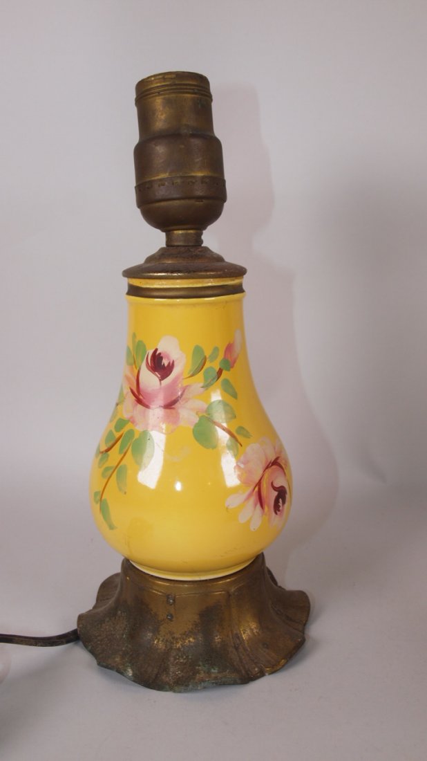 Fiesta syrup pitcher lamp, yellow with floral decor (1 of 1)