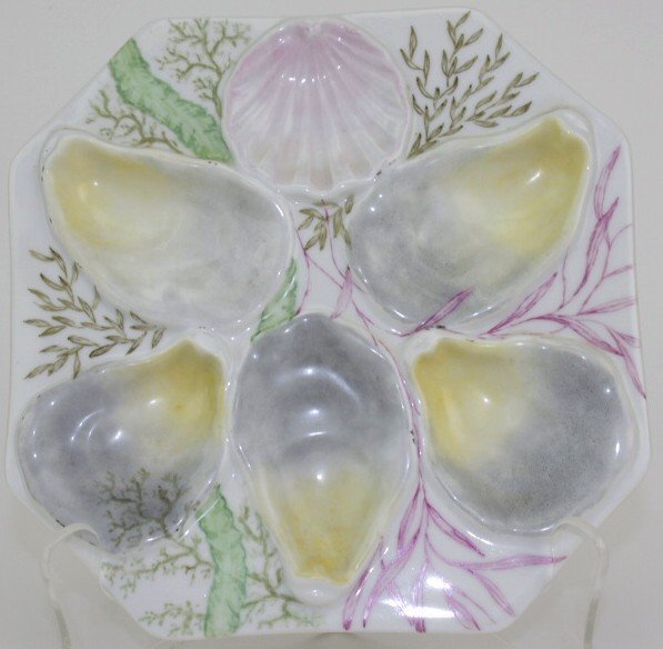 Porcelain 5 well eight sided oyster plate with (1 of 1)