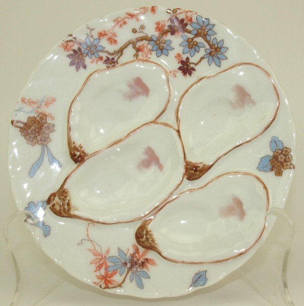Haviland & Co. Limoges, 4 well oyster plate, white with (1 of 1)