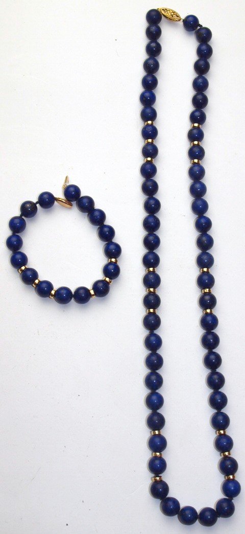 Lapis large stone necklace with natching bracelet with (1 of 1)