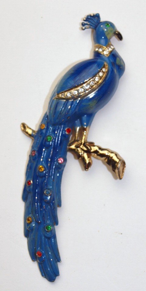 Coro enamel and rhinestone peacock brooch (1 of 1)