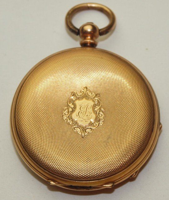French 14K yellow gold hunters case pocket watch, 8s, (1 of 2)