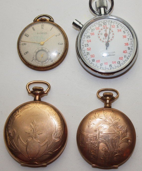 Lot of 4 watches:  Hampden and Elgin hunters case (no (1 of 1)