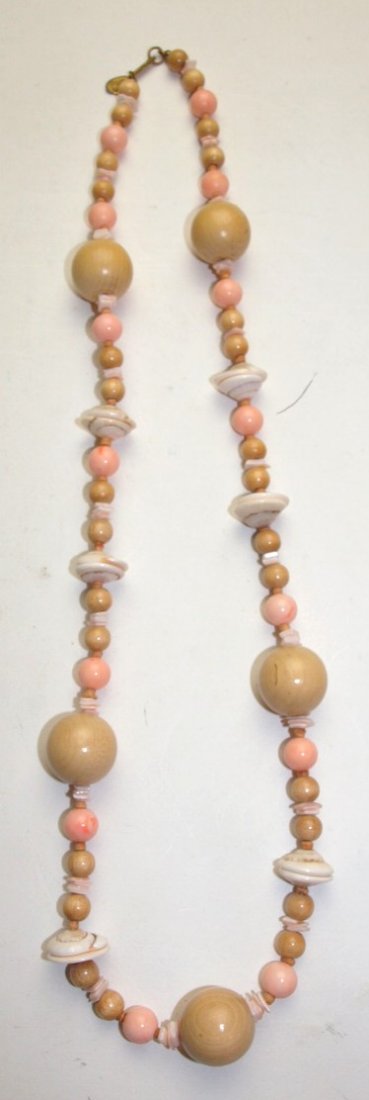 Miriam Haskell coral, shell and beaded necklace (1 of 1)