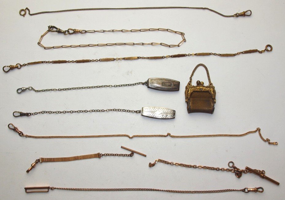 Lot of 10 watch chains and fobs (1 of 1)