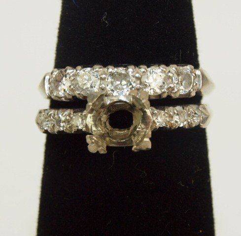 Platinum & Diamond wedding ring set, no center stone, (1 of 1)