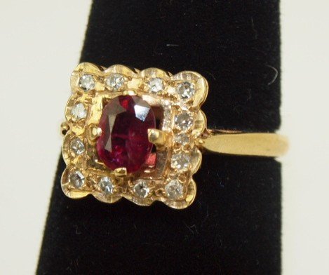 Antique 14K yellow gold ruby and diamond ring (1 of 1)