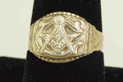 14K white gold Masonic ring, 9.1g (1 of 1)