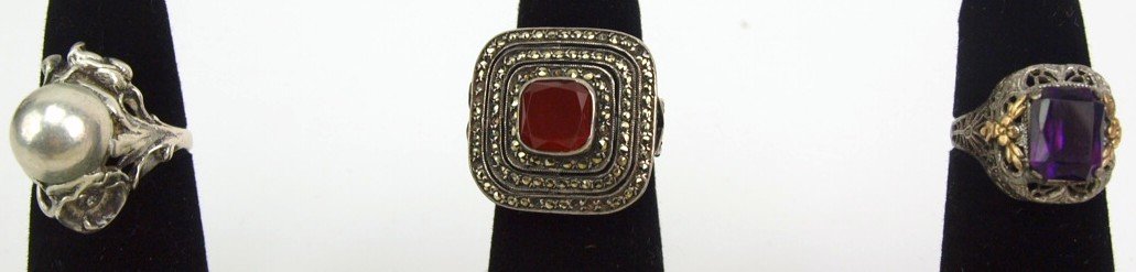 Lot of 3 sterling silver antique rings (1 of 1)