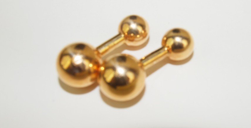 14K yellow gold pair of barbell cuff links, 10.2 g (1 of 1)