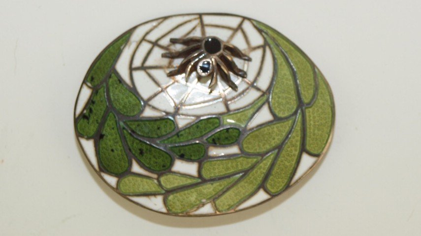 Margot de Taxco sterling silver enamel brooch with (1 of 1)