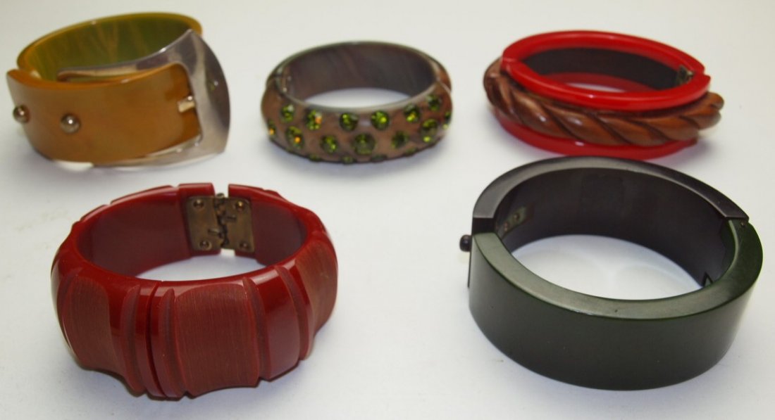 Bakelite lot of 5 hinged bracelets (1 of 1)