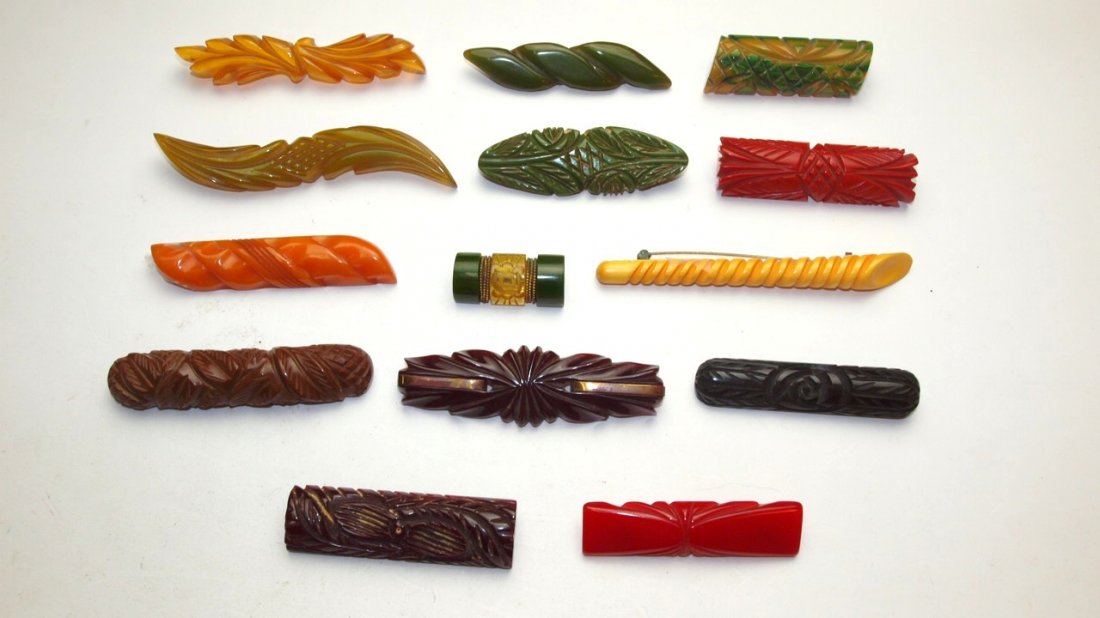 Bakelite lotof 14 bar brooch pins (1 of 1)