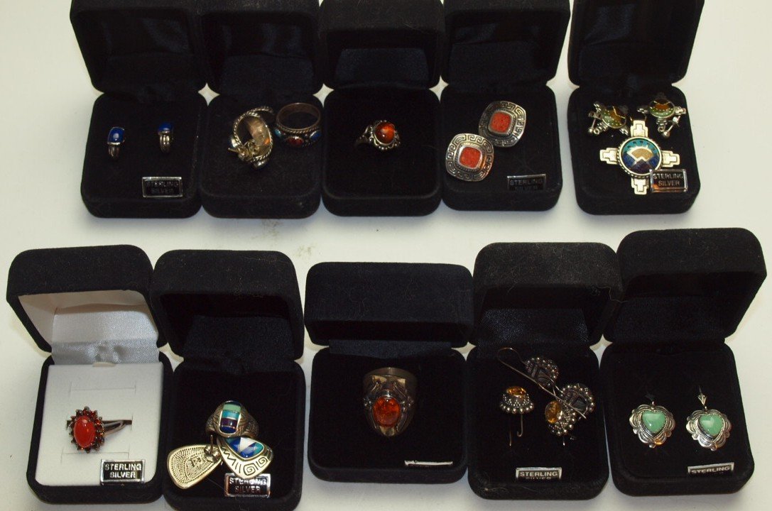 Lot of sterling silver rings, pendants, & earrings (1 of 1)