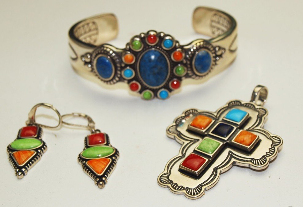 Sterling silver Don Lucas design cuff bracelet, cross (1 of 1)