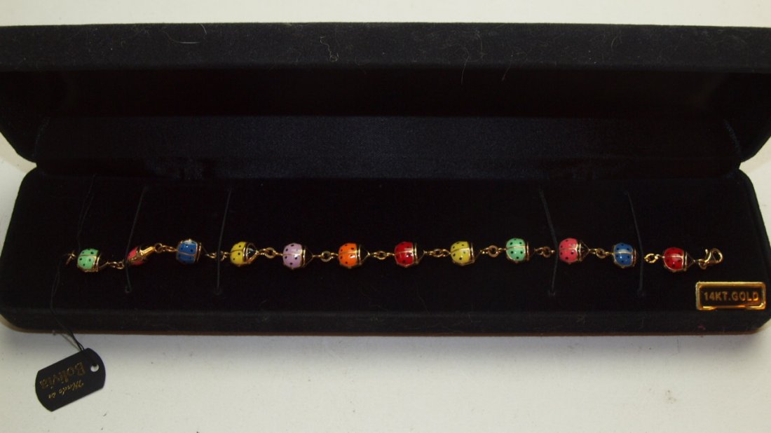 14K yellow gold lady bug bracelet (1 of 1)
