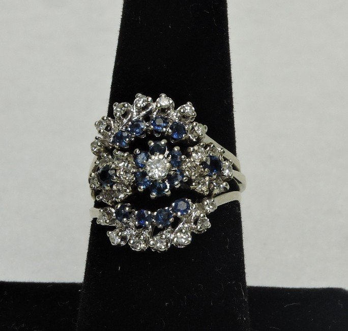 14kt white gold lady's 2 piece diamond & sapphire ring (1 of 4)