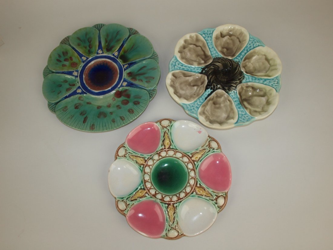 Majolica lot of 3 oyster plates (Minton style is (1 of 1)