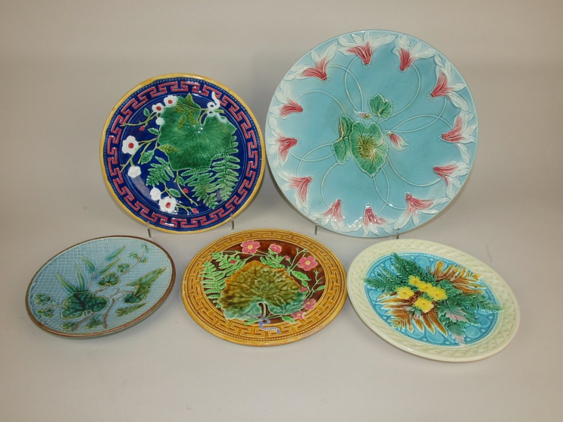 Majolica lot of 5 plates, various conditions (1 of 1)