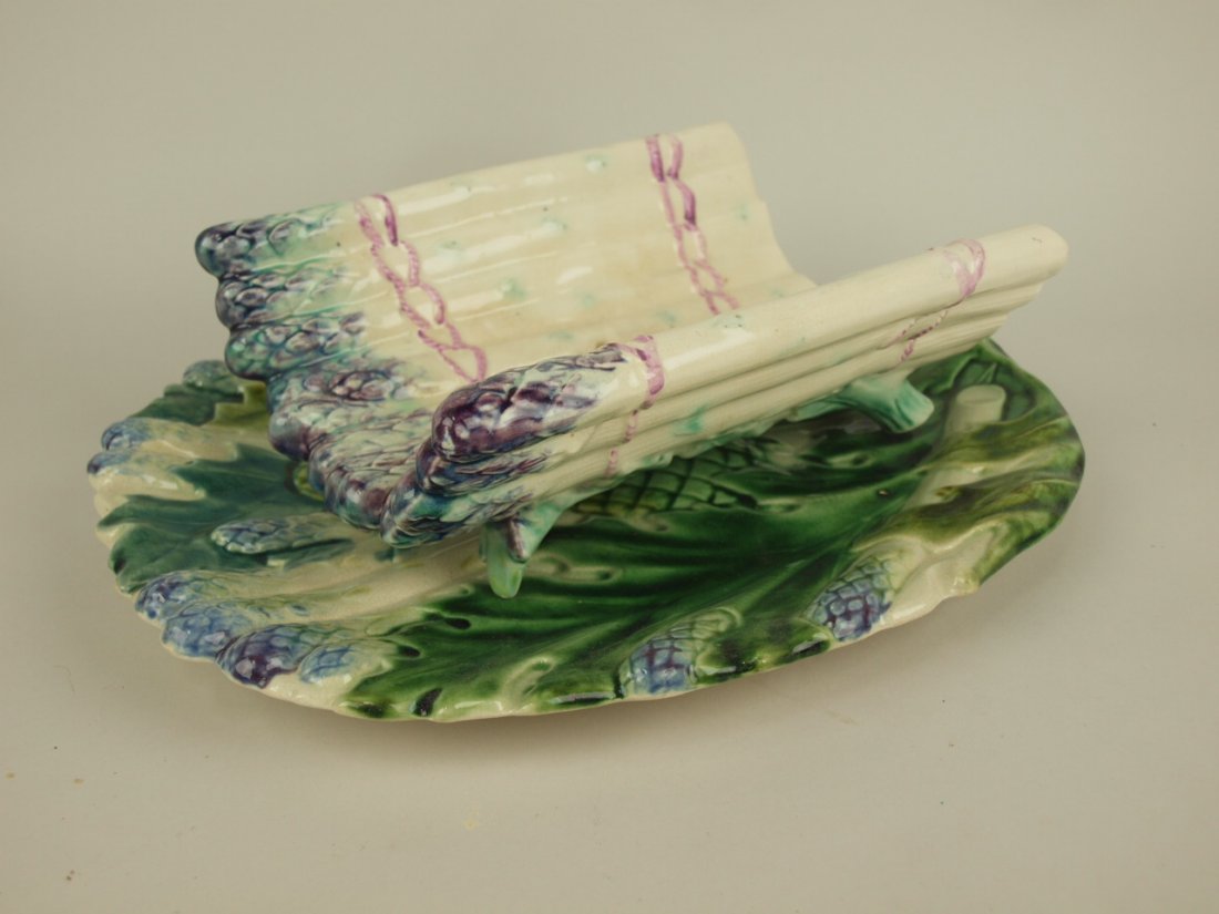 French Majolica asparagus platter & cradle (1 of 1)