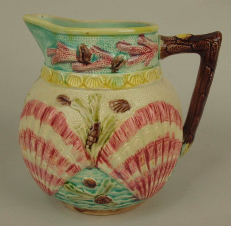 Wardle Majolica shell and coral pitcher, nice color, 6 (1 of 1)