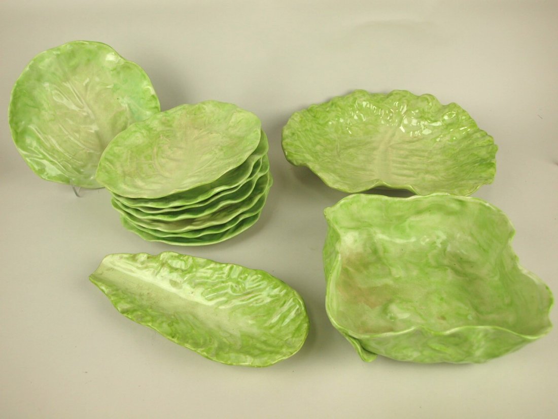 Wanapee Pottery lettuce leaf Majolica lot of  11 (1 of 1)