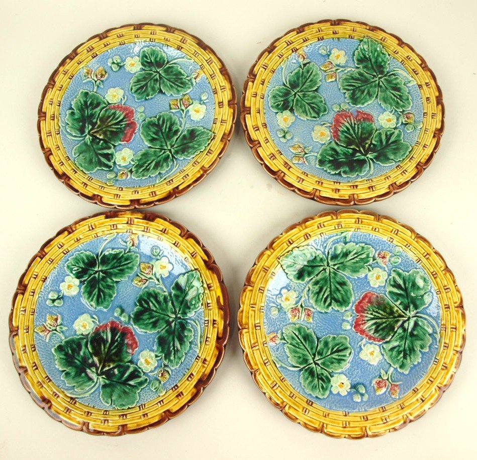 Majolica set of 4 - 81/2" strawberry plates (1 of 1)