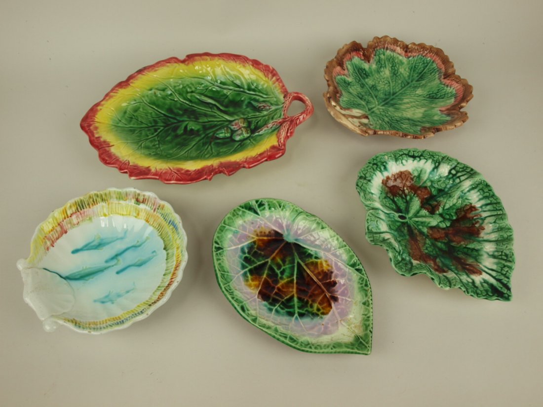 Majolica lot of 5 trays, various conditions (1 of 1)