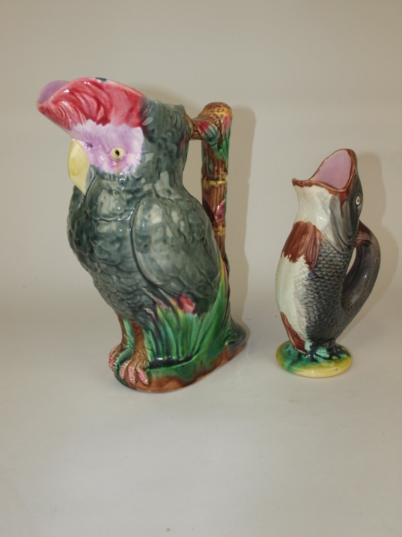 Lot of 2 figural pitchers:  11" owl (minor hairline), (1 of 1)