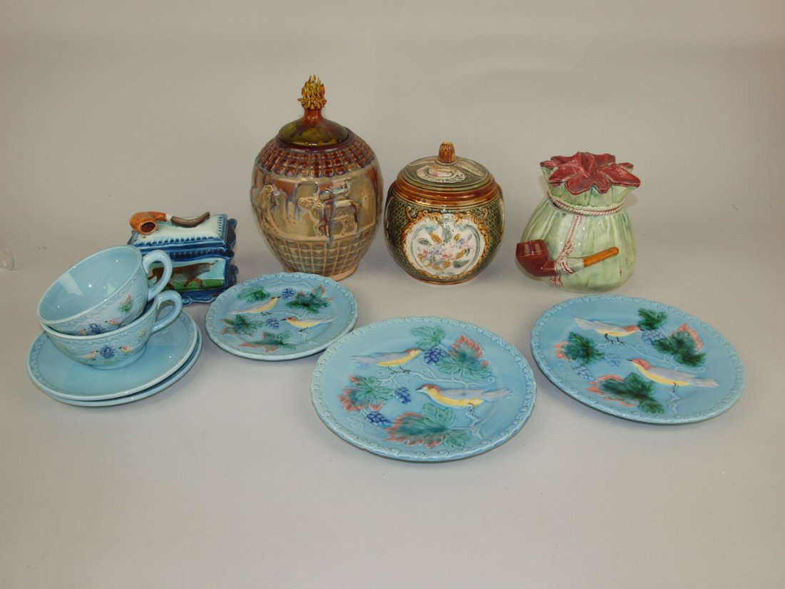 Majolica lot of 9 assorted items, various conditions (1 of 1)
