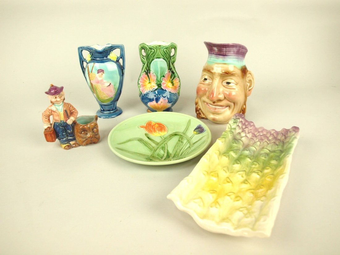 Majolica lot of 6 assorted pieces, various conditions (1 of 1)