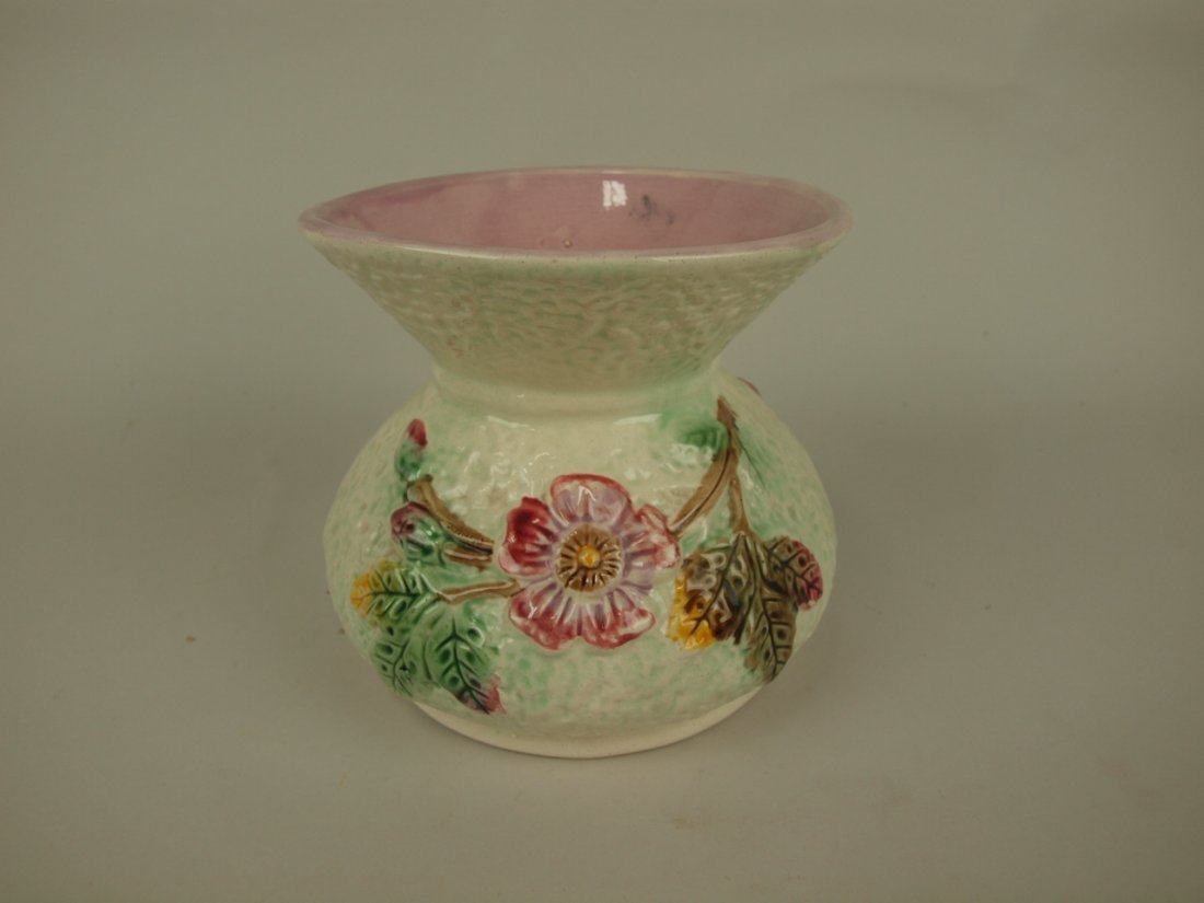 Majolica foral spittoon, 5 1/2": Majolica foral spittoon, 5 1/2"