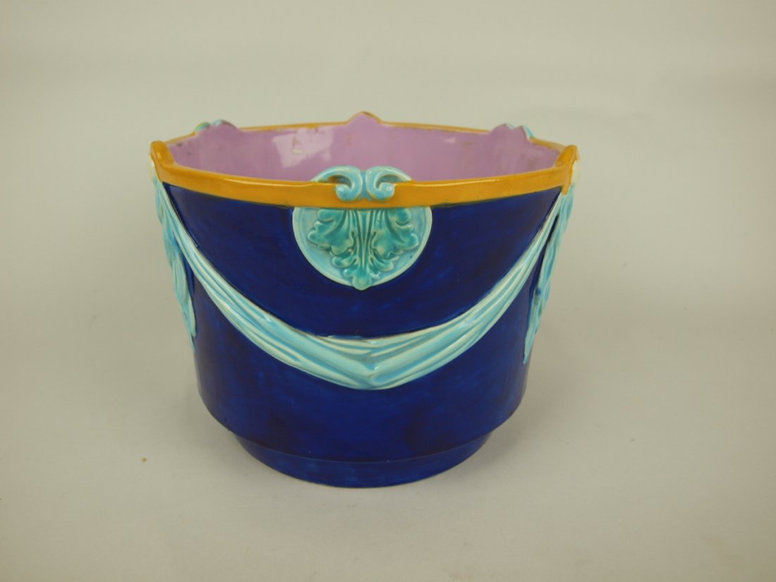 George Jones Majolica cobalt cache pot with turquoise (1 of 1)