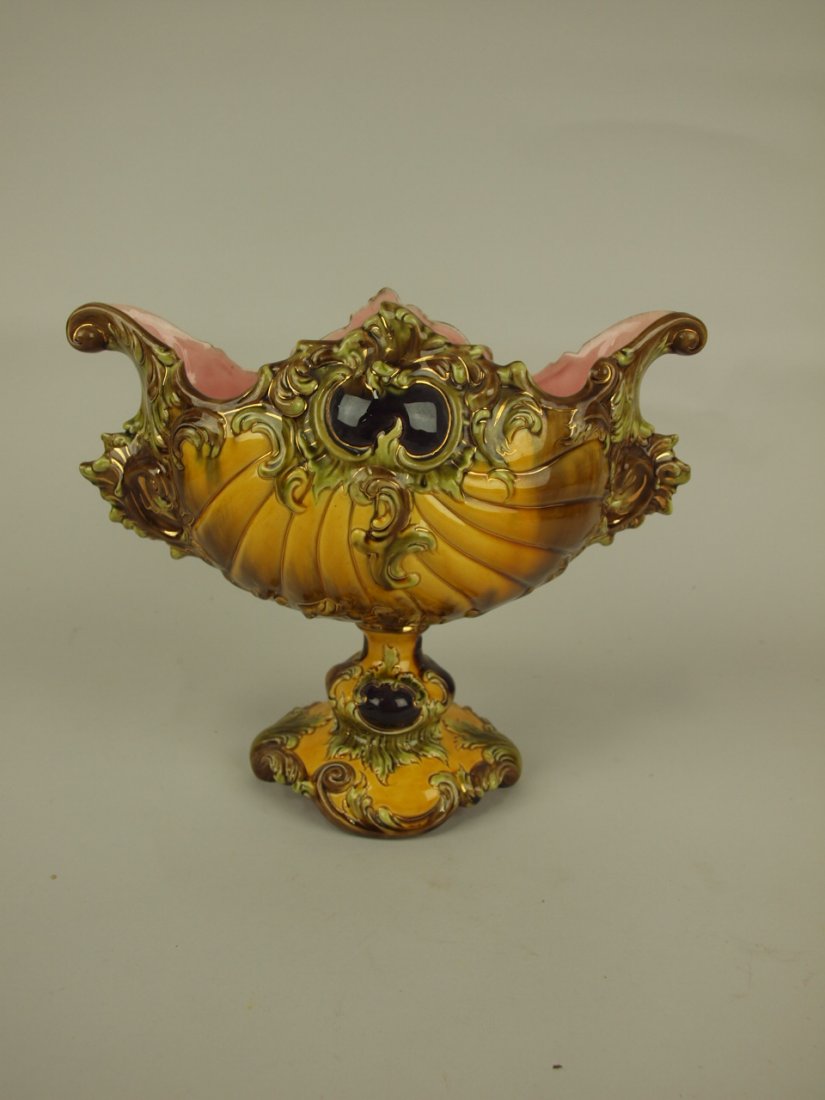 Julius Dressler Majolica shell centerpiece, 12"w, 9 (1 of 1)
