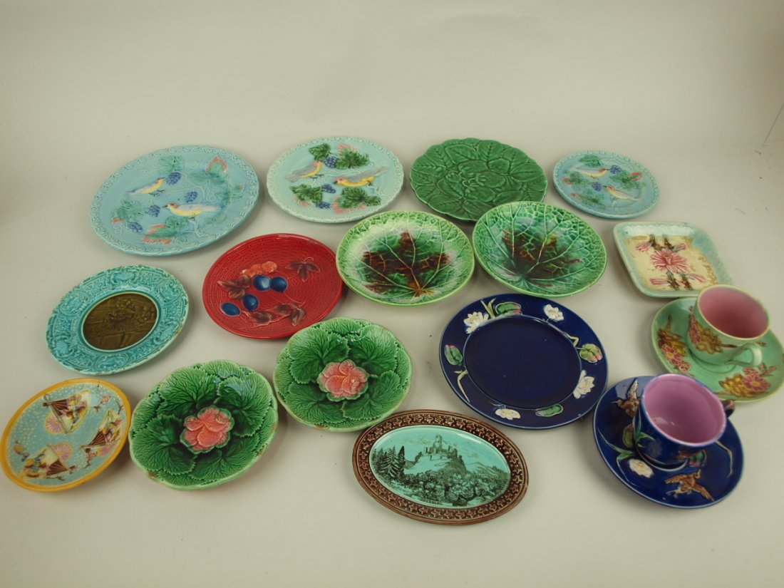 Majolica lot of 14 plates & saucer dishes and (1 of 1)