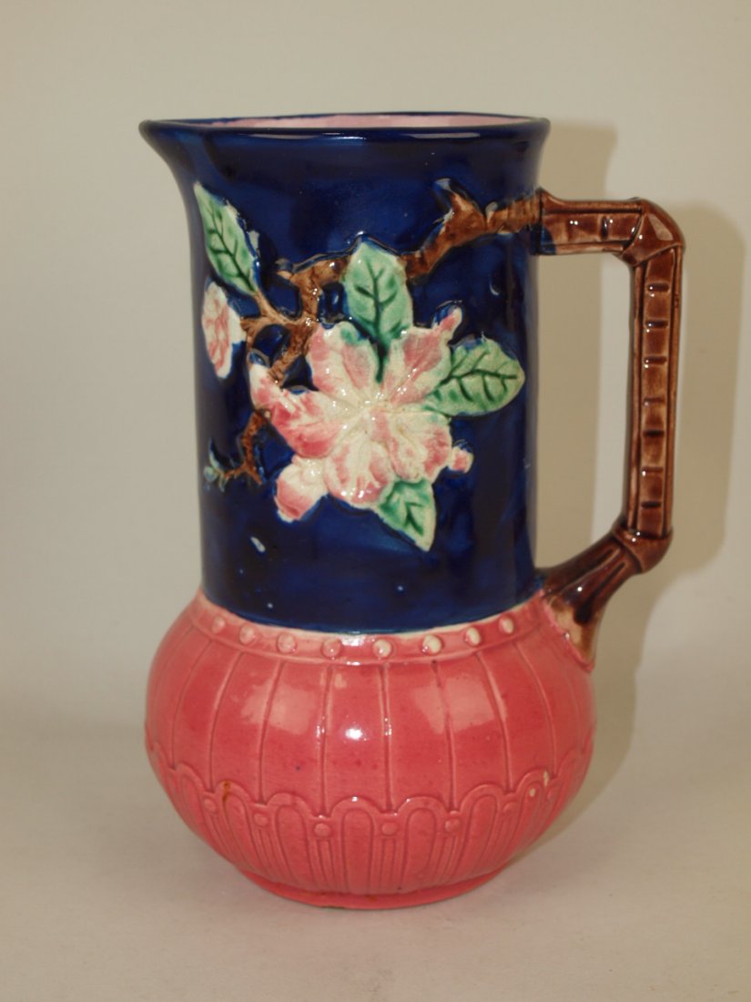 Majolica rustic pitcher with unusual color, 8" (1 of 1)
