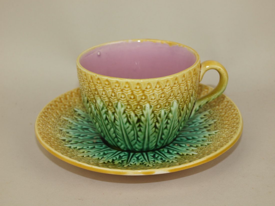 Majolica pineapple cup and saucer (1 of 1)