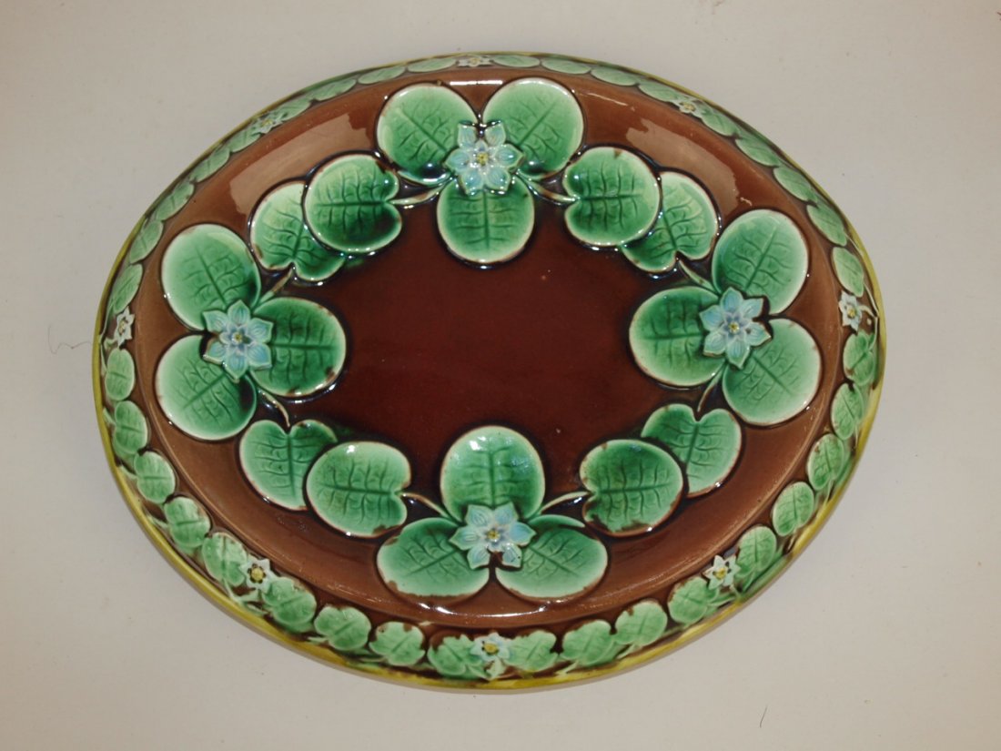 Majolica pond lily platter, 13" (1 of 1)