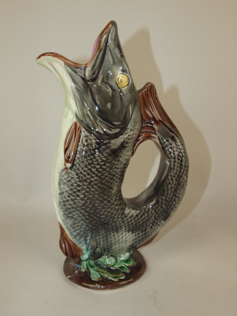 Majolica fish pitcher, 9 1/2" (1 of 1)