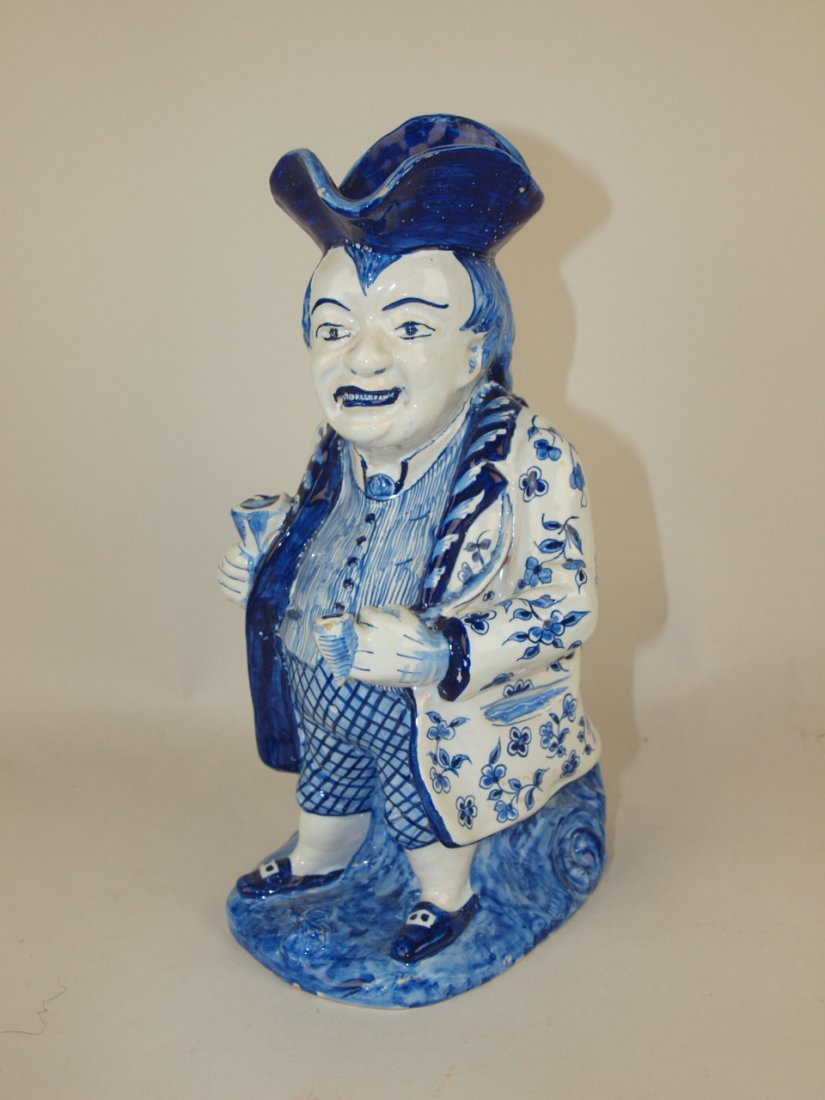 French Faience blue and white toby jug, 11" (1 of 1)
