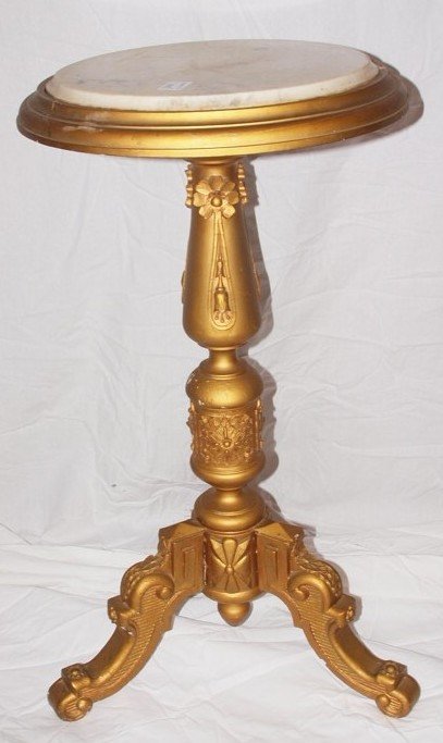 Marble top gilted candle stand 16 1/2"d (1 of 1)