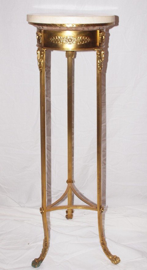Brass fern stand with marble top 12"d, 40"h (1 of 1)