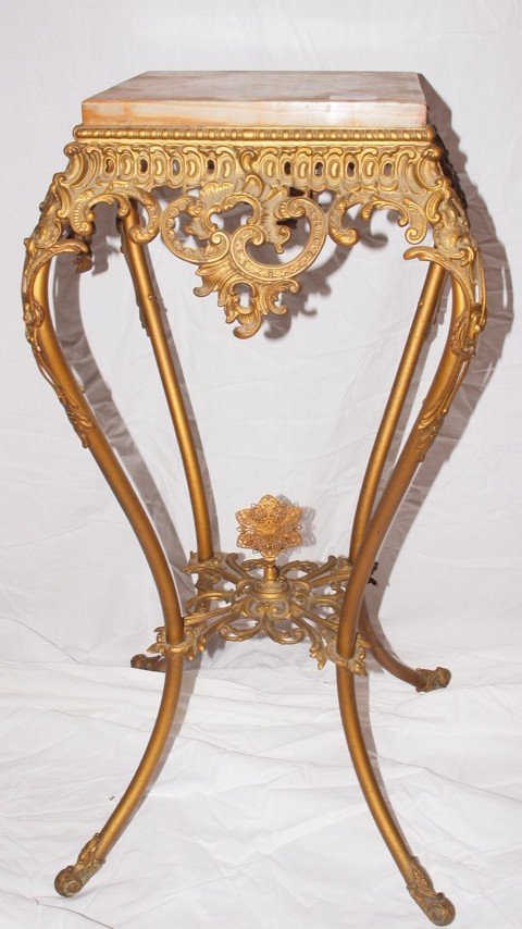 Cast iron & brass fern stand with marble insert (1 of 1)