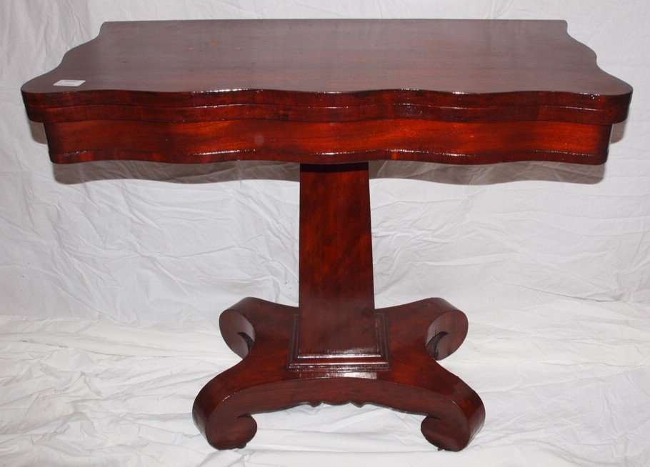 Walnut lift top/turn top game table (1 of 2)