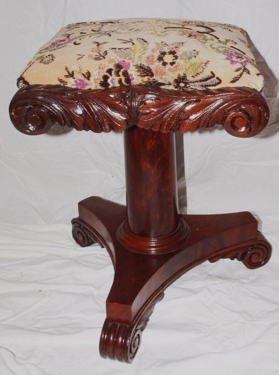 Victorian organ stool with curved base (1 of 1)