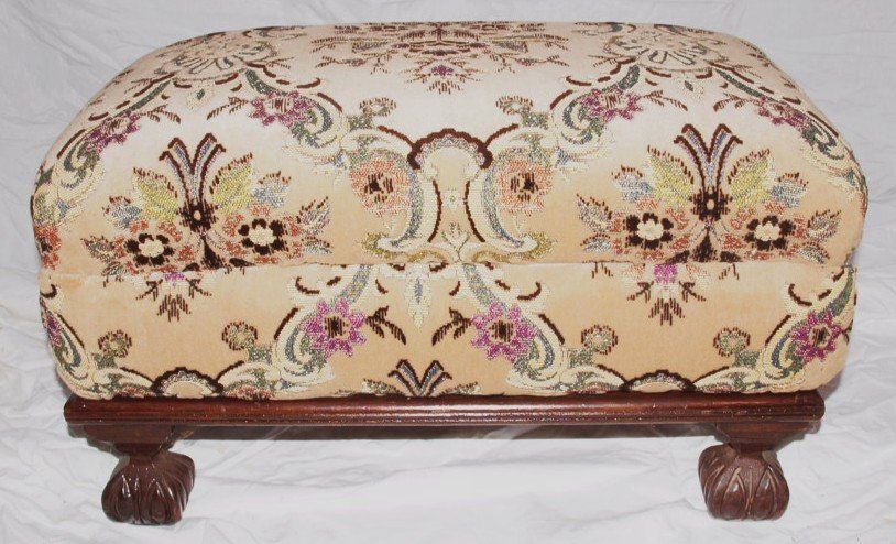 Upholstered ottoman with wooden base, top lifts off for (1 of 1)