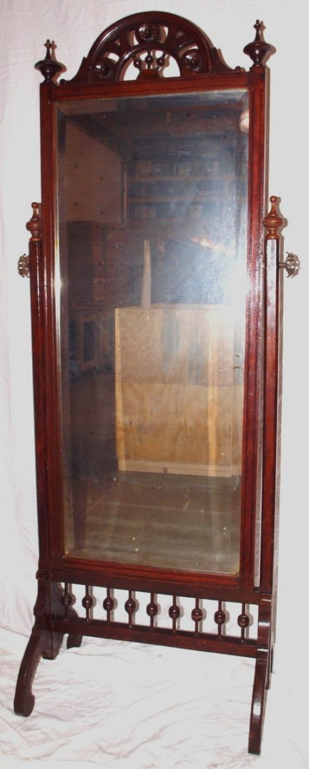 Walnut chevel mirror, beveled, 71"h 29"w (1 of 2)