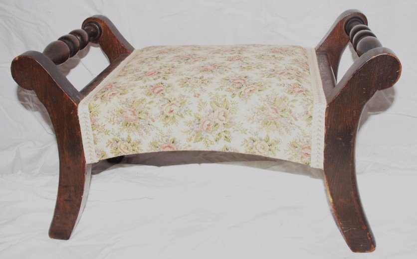 Footstool with upholstered top: Footstool with upholstered top