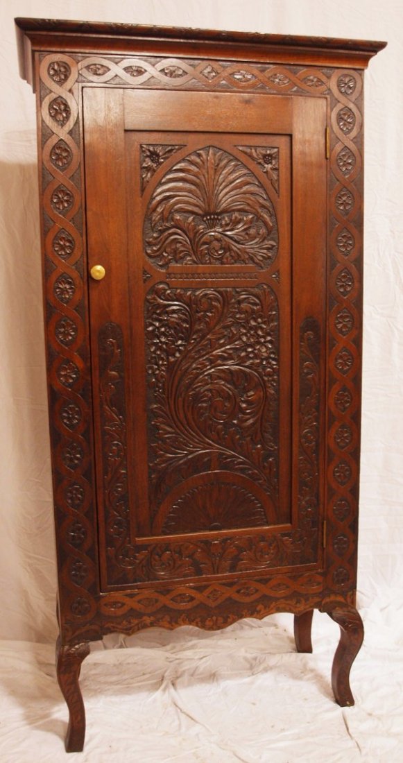 German black forest single door cabinet on legs, (1 of 2)
